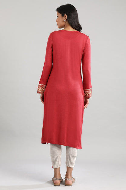 Red Round Neck Winter kurta