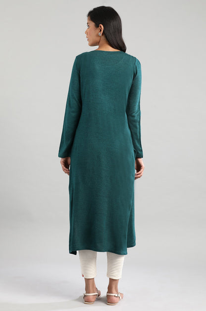 Green Round Neck Winter kurta