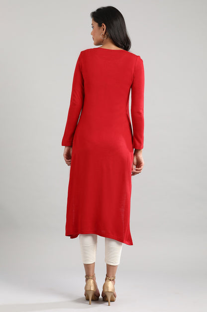 Red Round Neck Winter kurta