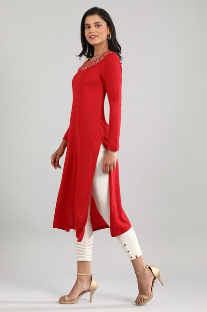 Red Round Neck Winter kurta