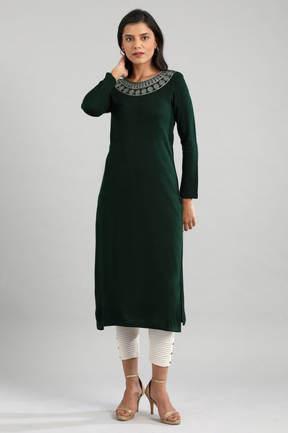 Green Round Neck Winter kurta