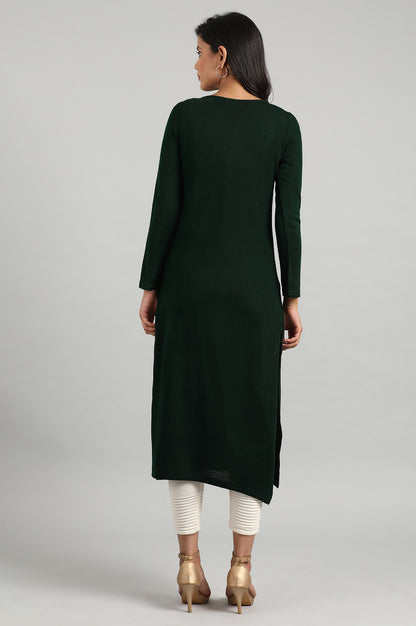 Green Round Neck Winter kurta