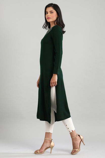 Green Round Neck Winter kurta