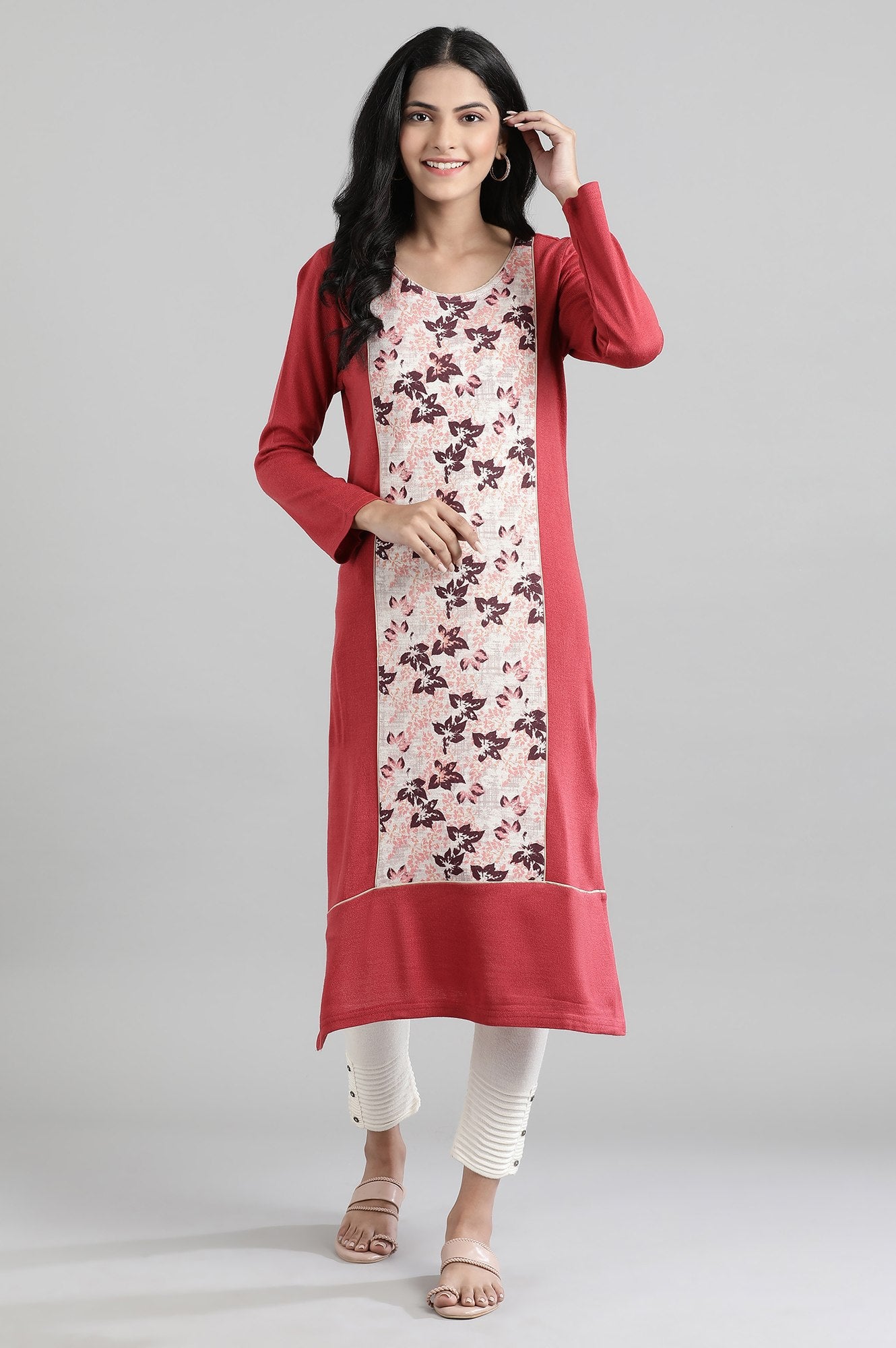 Red Round Neck Winter kurta