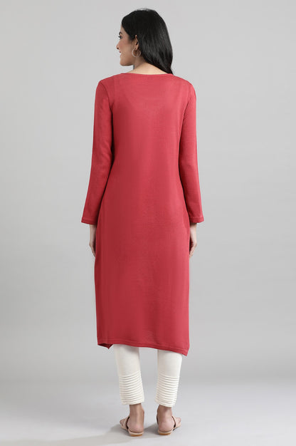 Red Round Neck Winter kurta