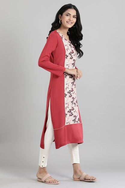 Red Round Neck Winter kurta