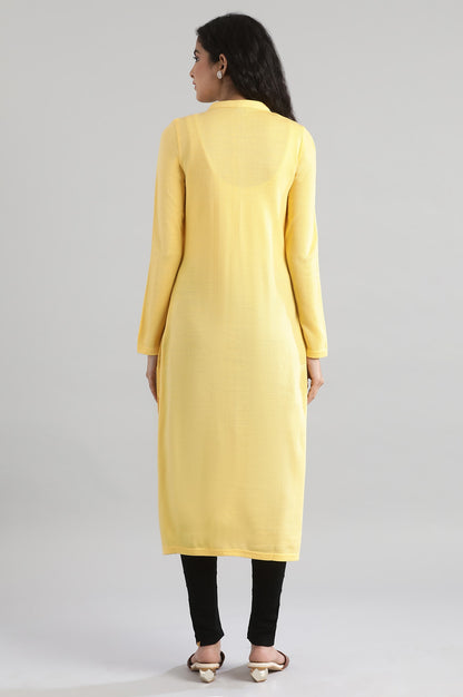 Yellow Round Neck Winter kurta