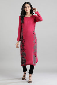Pink Round Neck Winter kurta