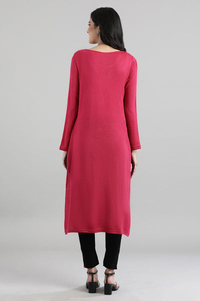 Pink Round Neck Winter kurta