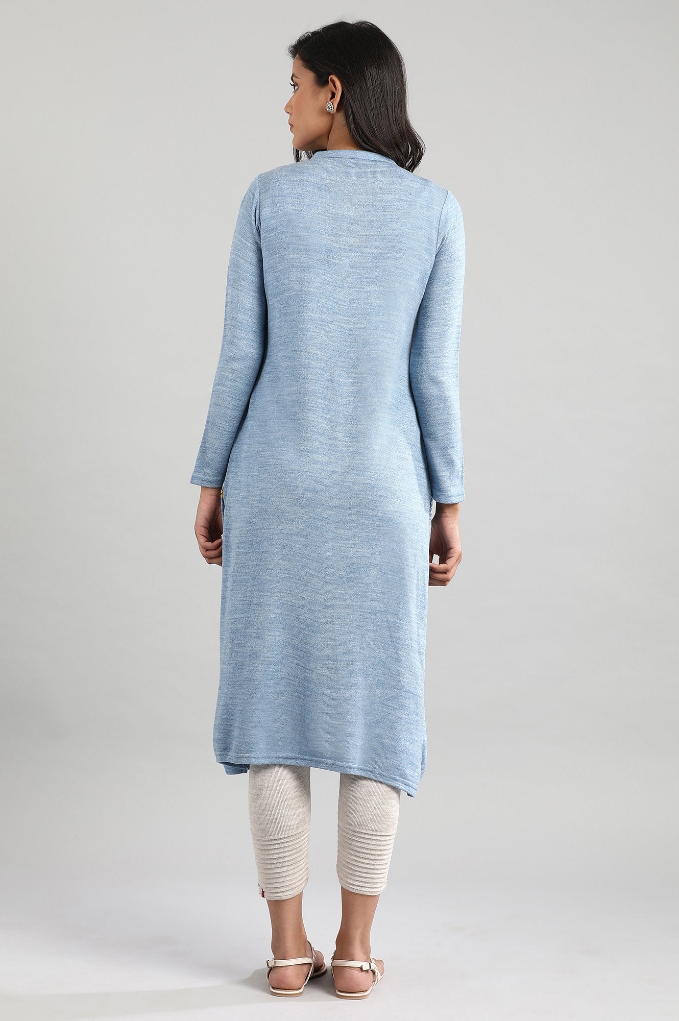 Blue Round Neck Winter kurta