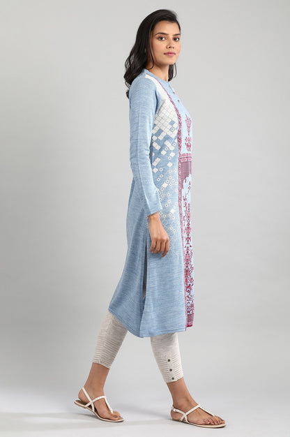 Blue Round Neck Winter kurta