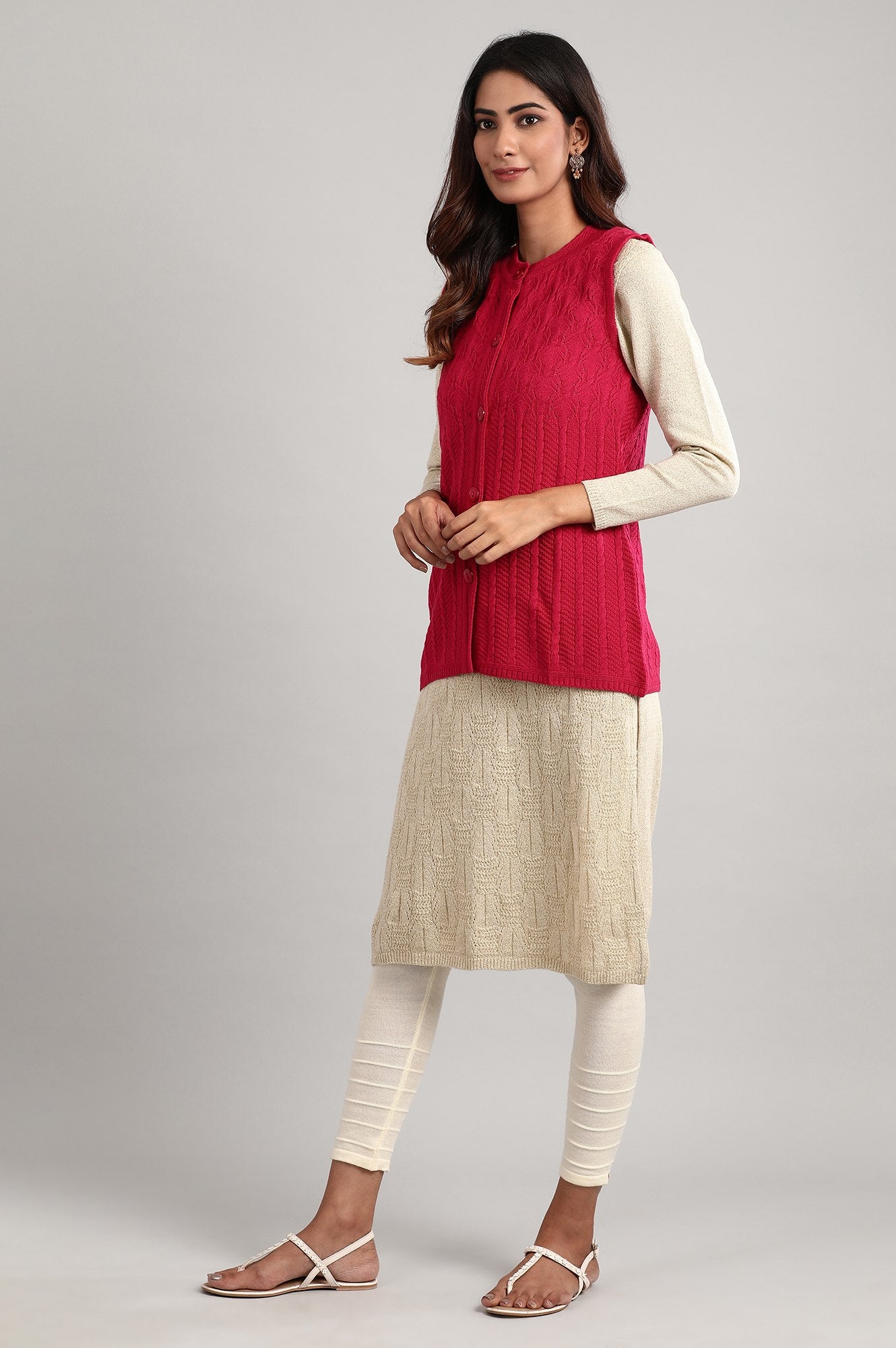 Red Round Neck Sleeveless Sweater