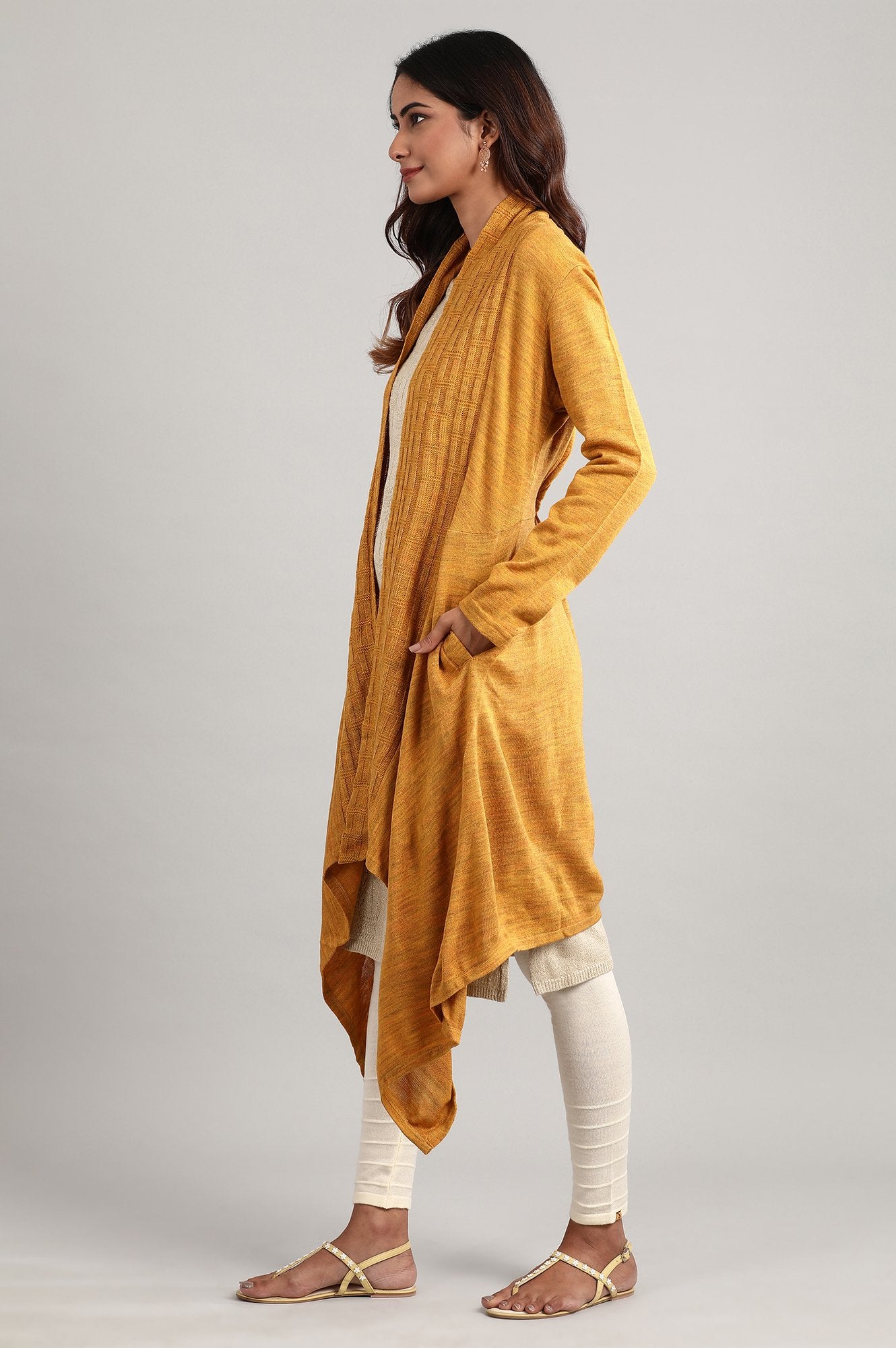 Yellow Shawl Collar Sweater