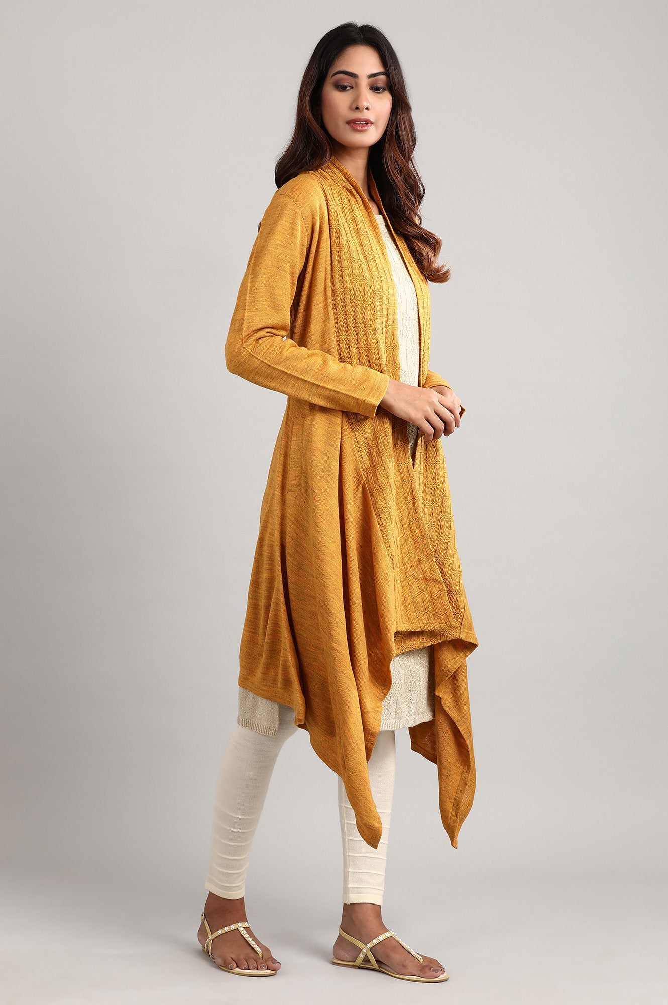 Yellow Shawl Collar Sweater