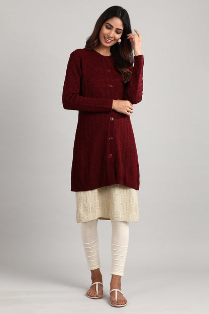 Maroon Round Neck Full Sleeve Sweater