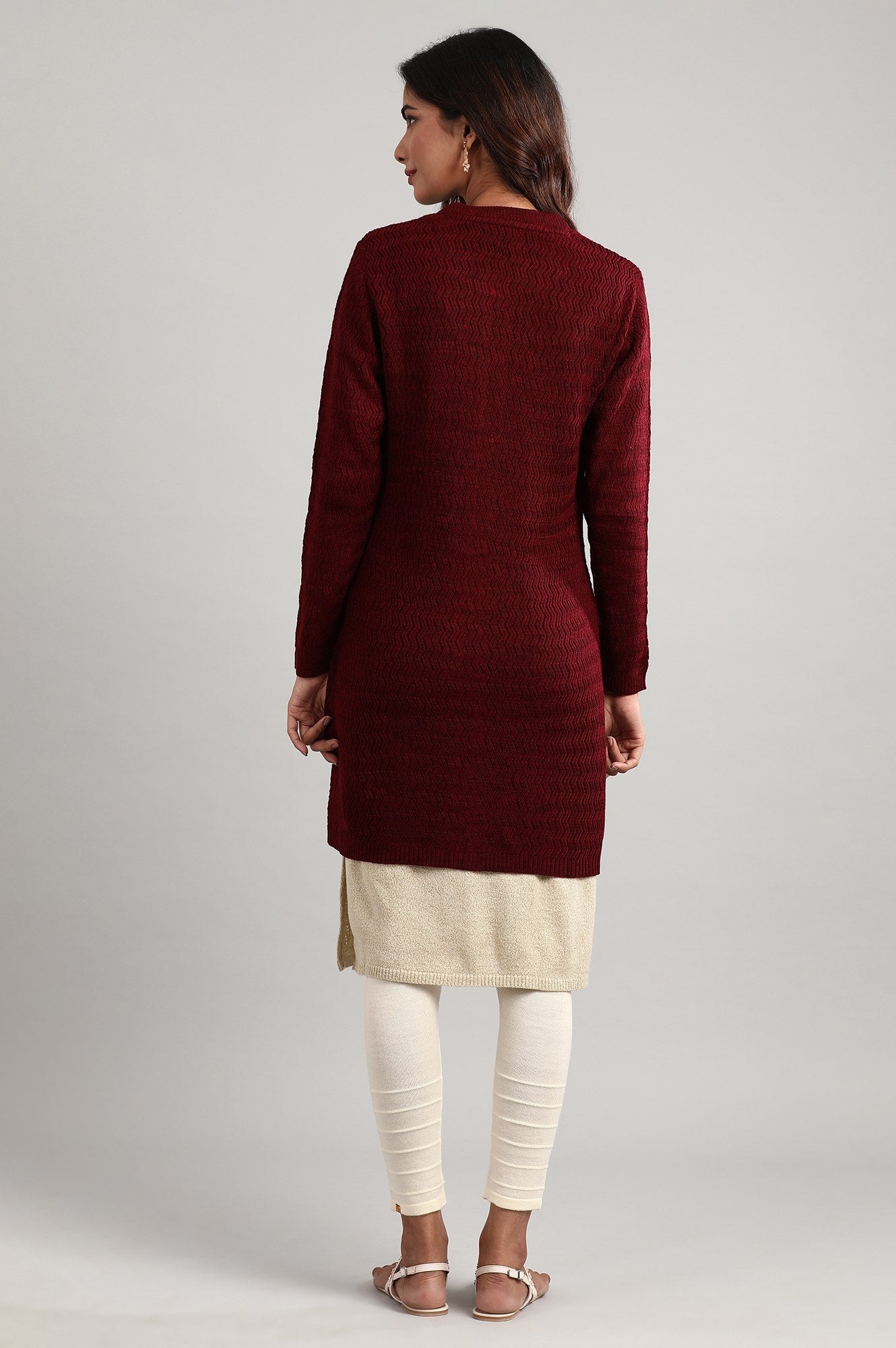 Maroon Round Neck Full Sleeve Sweater