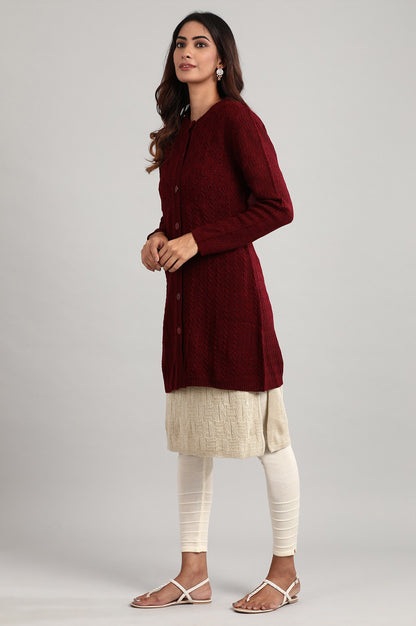 Maroon Round Neck Full Sleeve Sweater