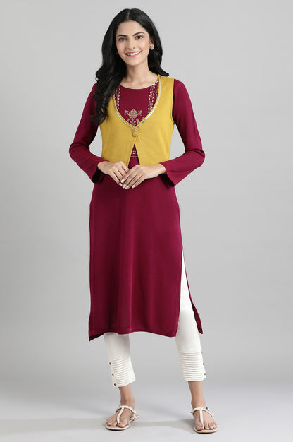 Teal Round Neck Winter kurta