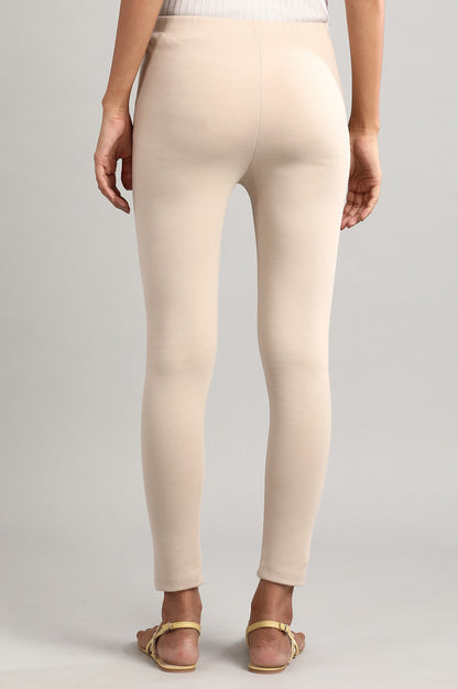 Beige Solid Winter Tights