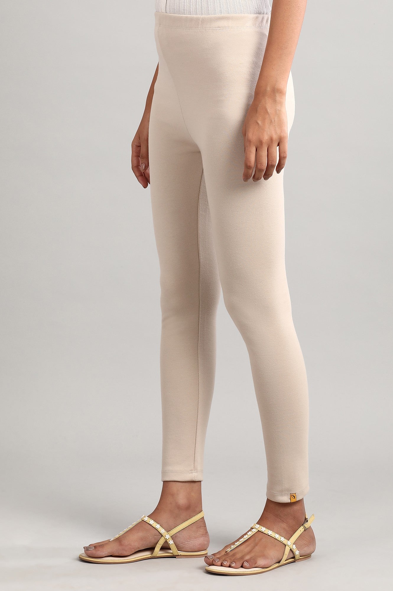 Beige Solid Winter Tights