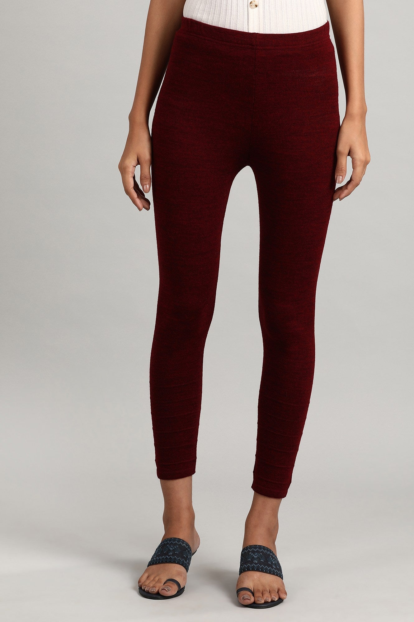 Maroon Solid Winter Tights