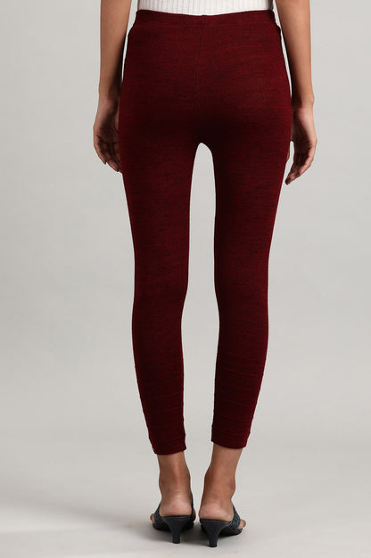 Maroon Solid Winter Tights