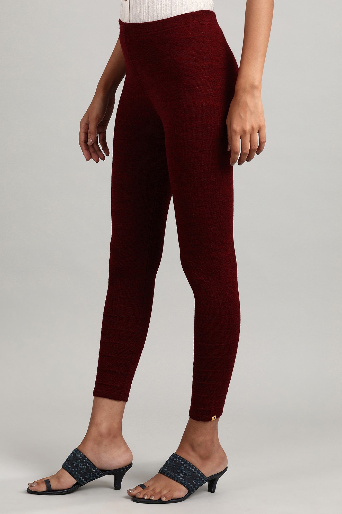 Maroon Solid Winter Tights