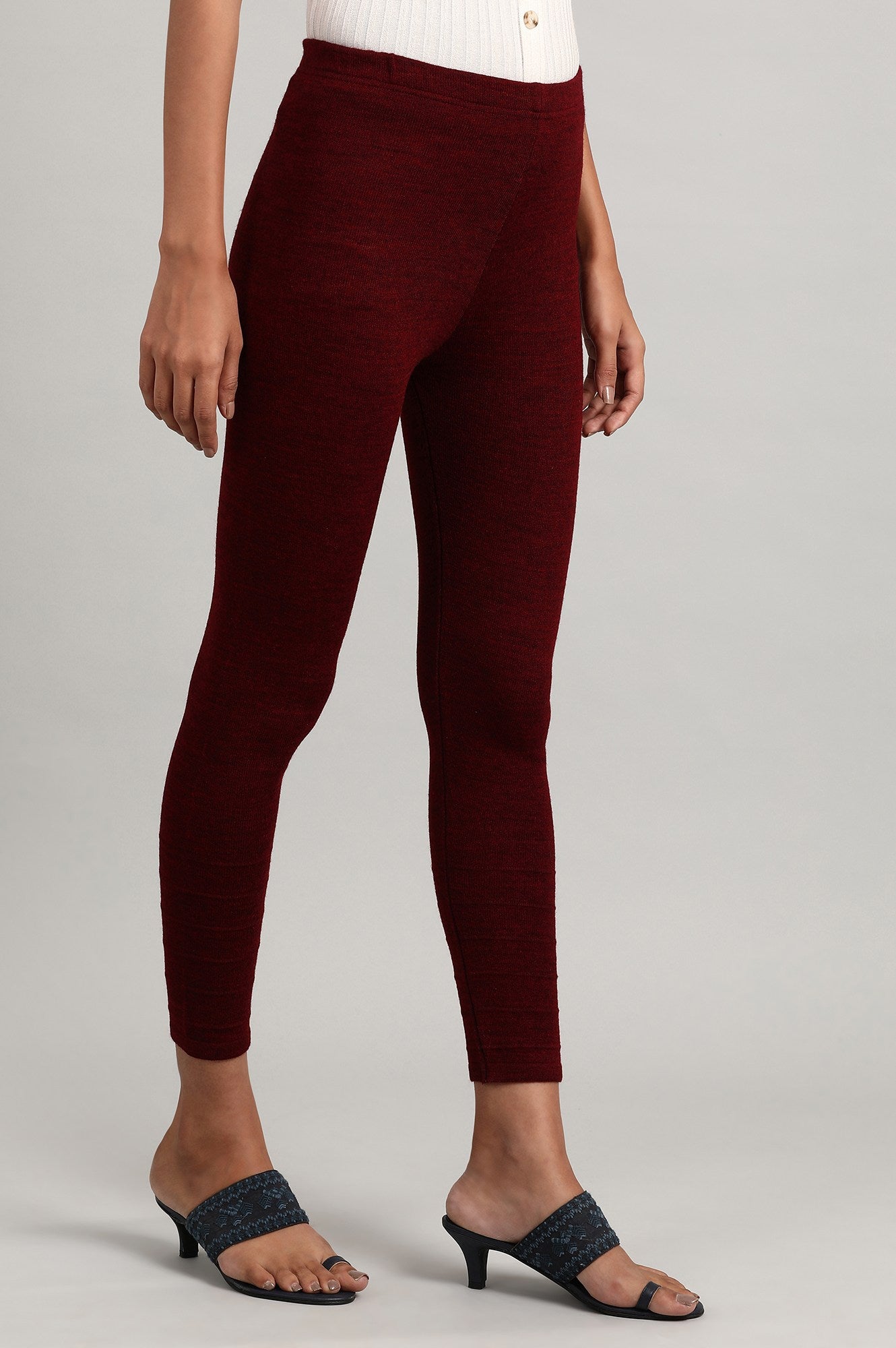 Maroon Solid Winter Tights