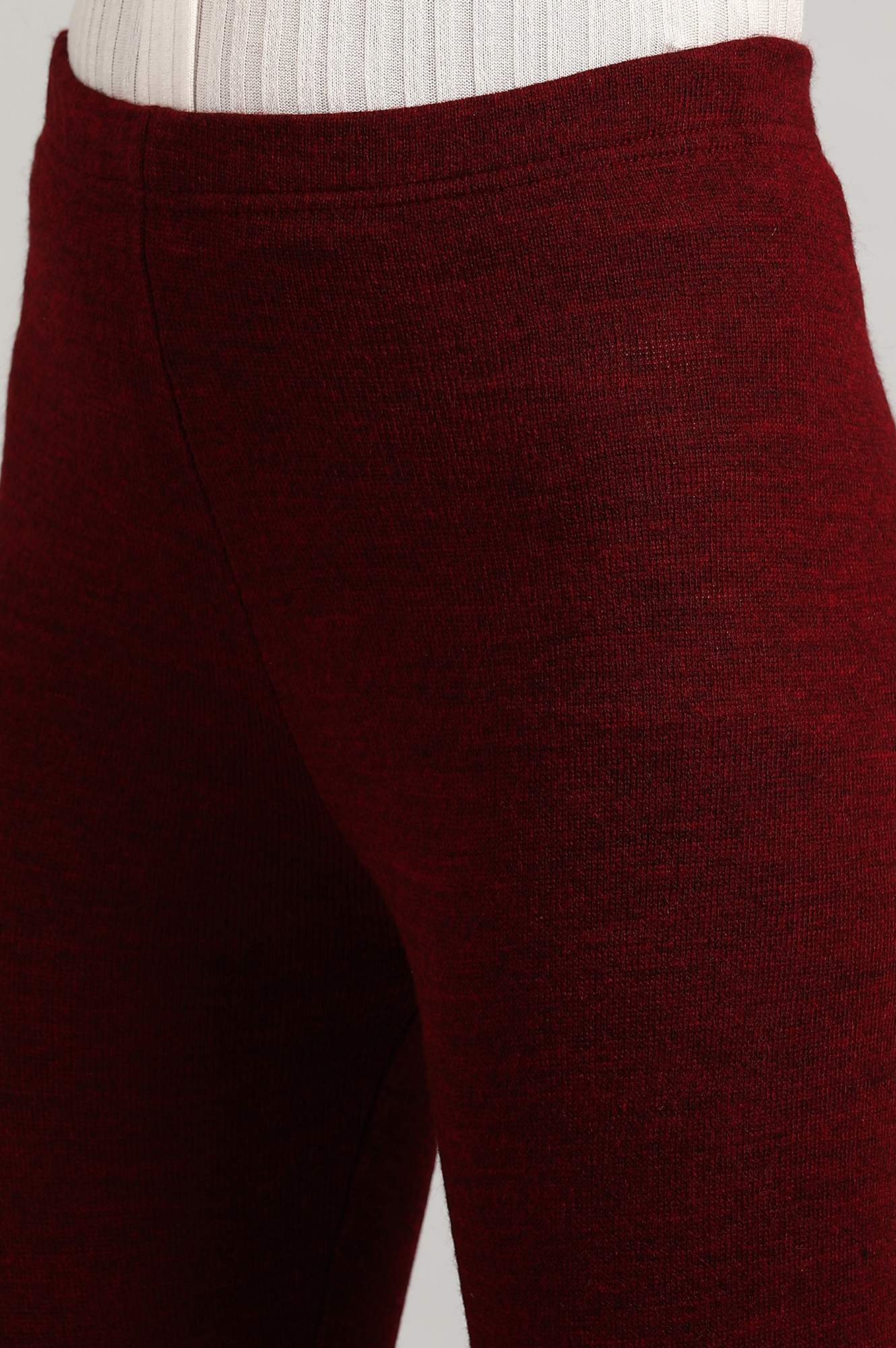 Maroon Solid Winter Tights