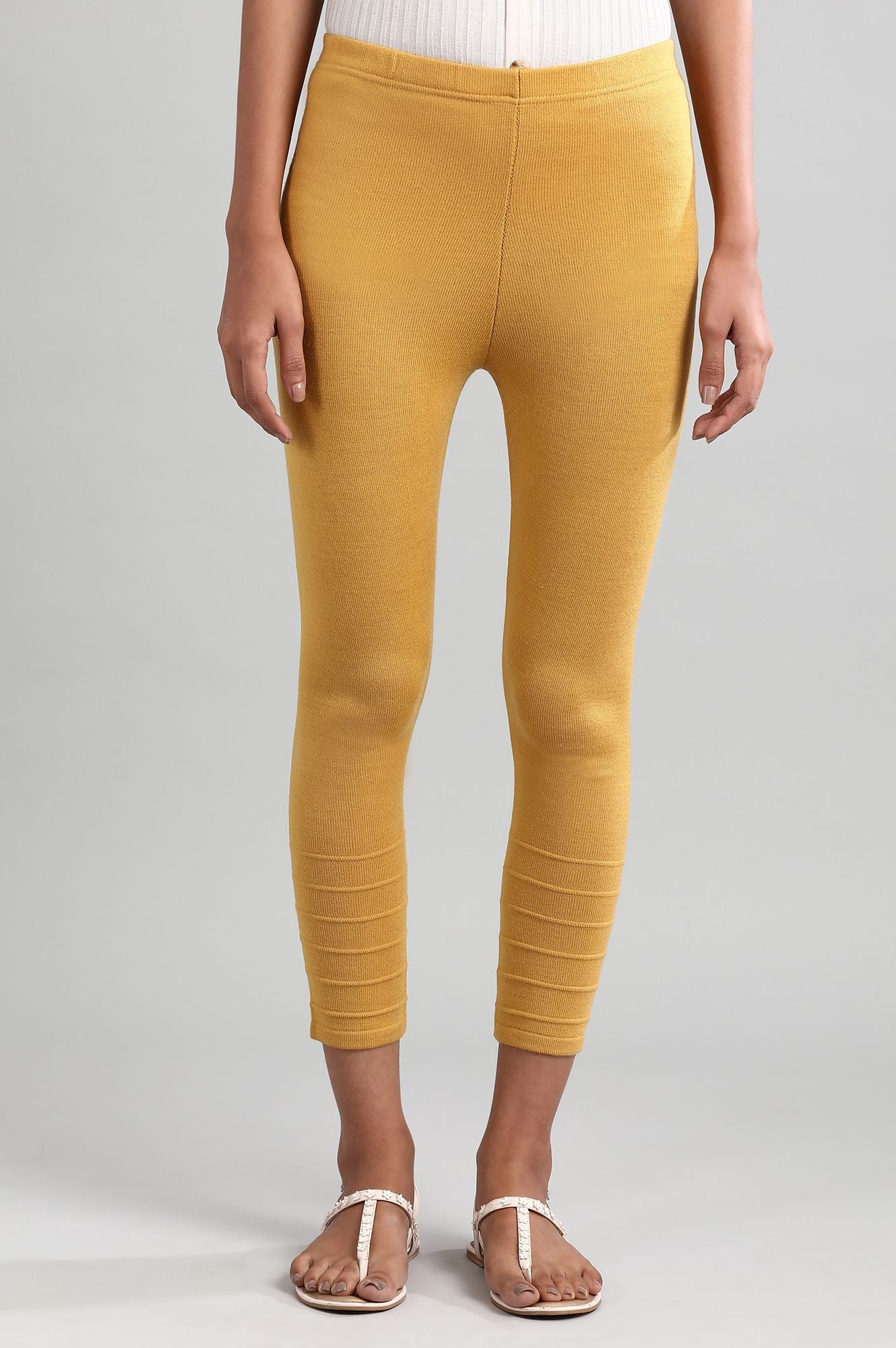 Yellow Solid Winter Tights