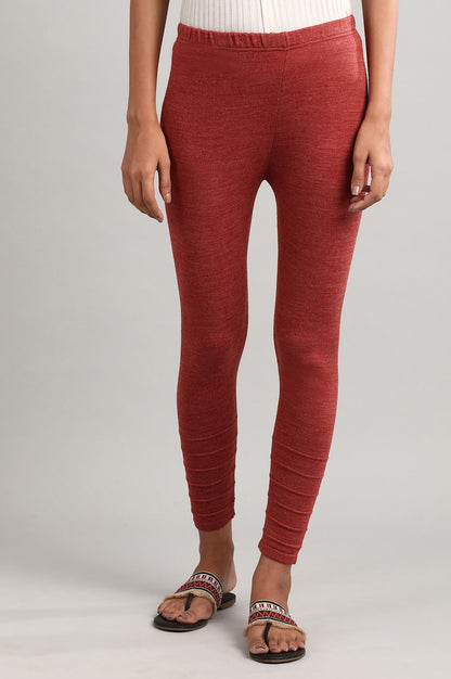 Red Solid Winter Tights