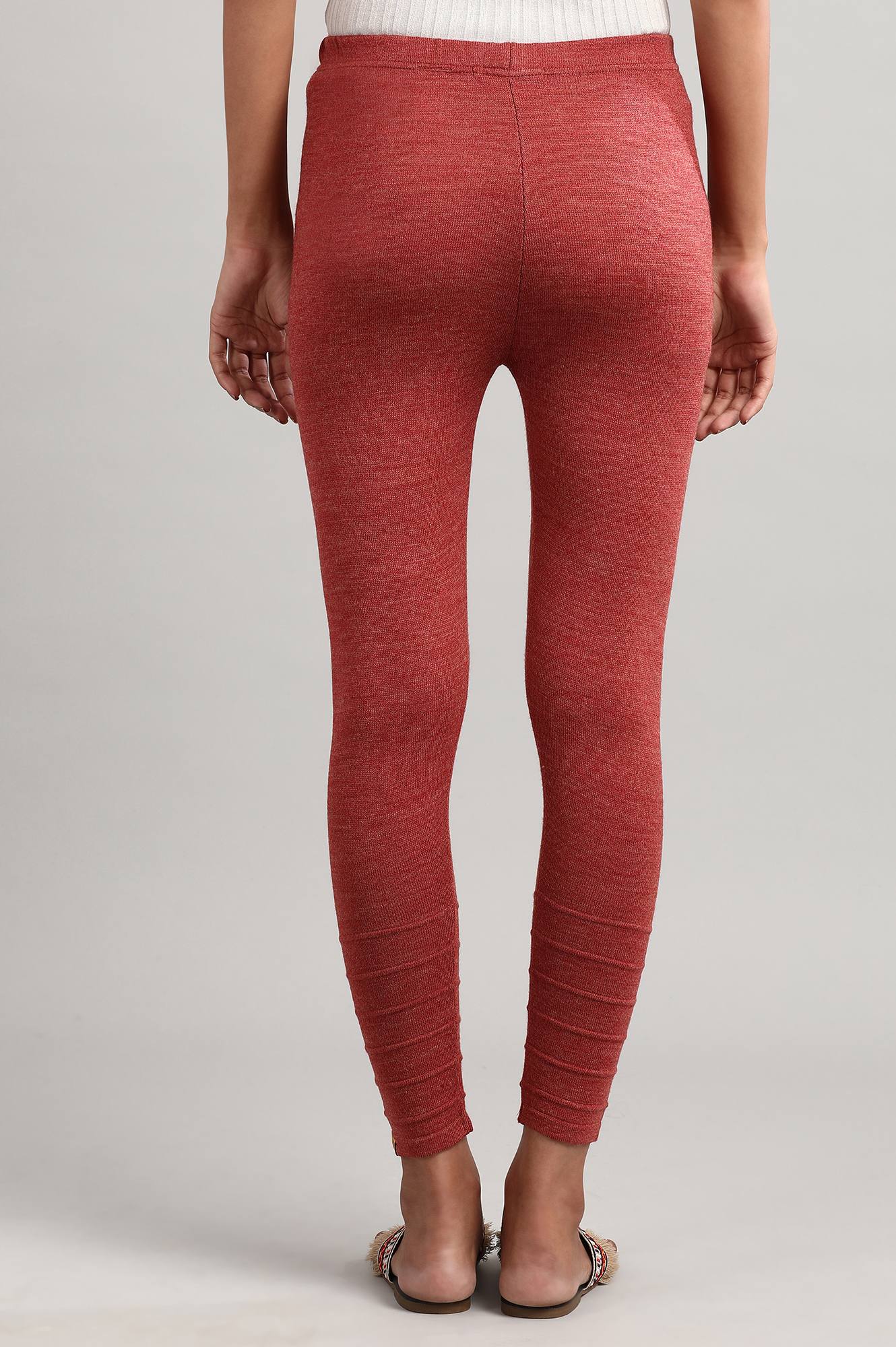 Red Solid Winter Tights