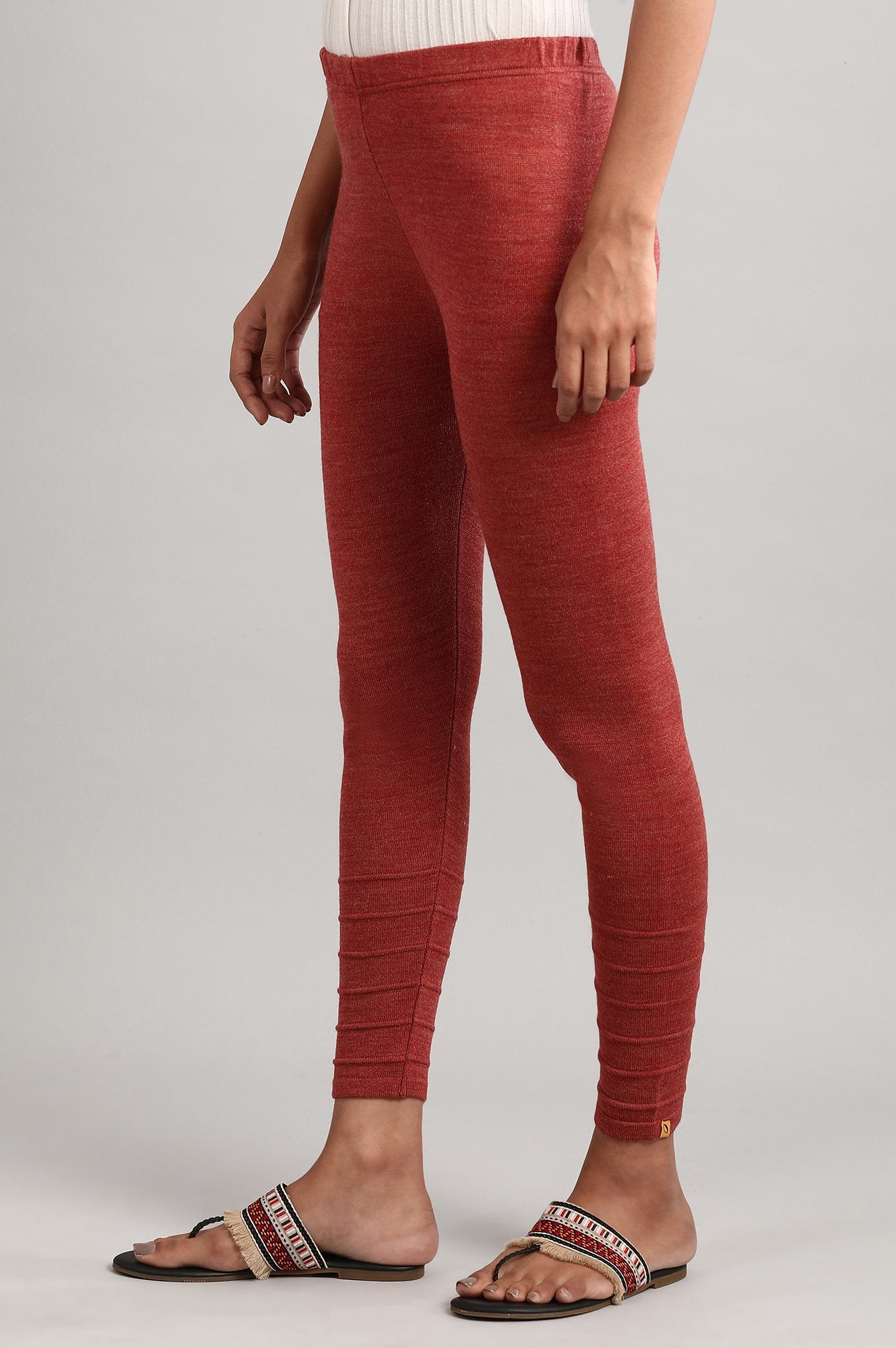 Red Solid Winter Tights