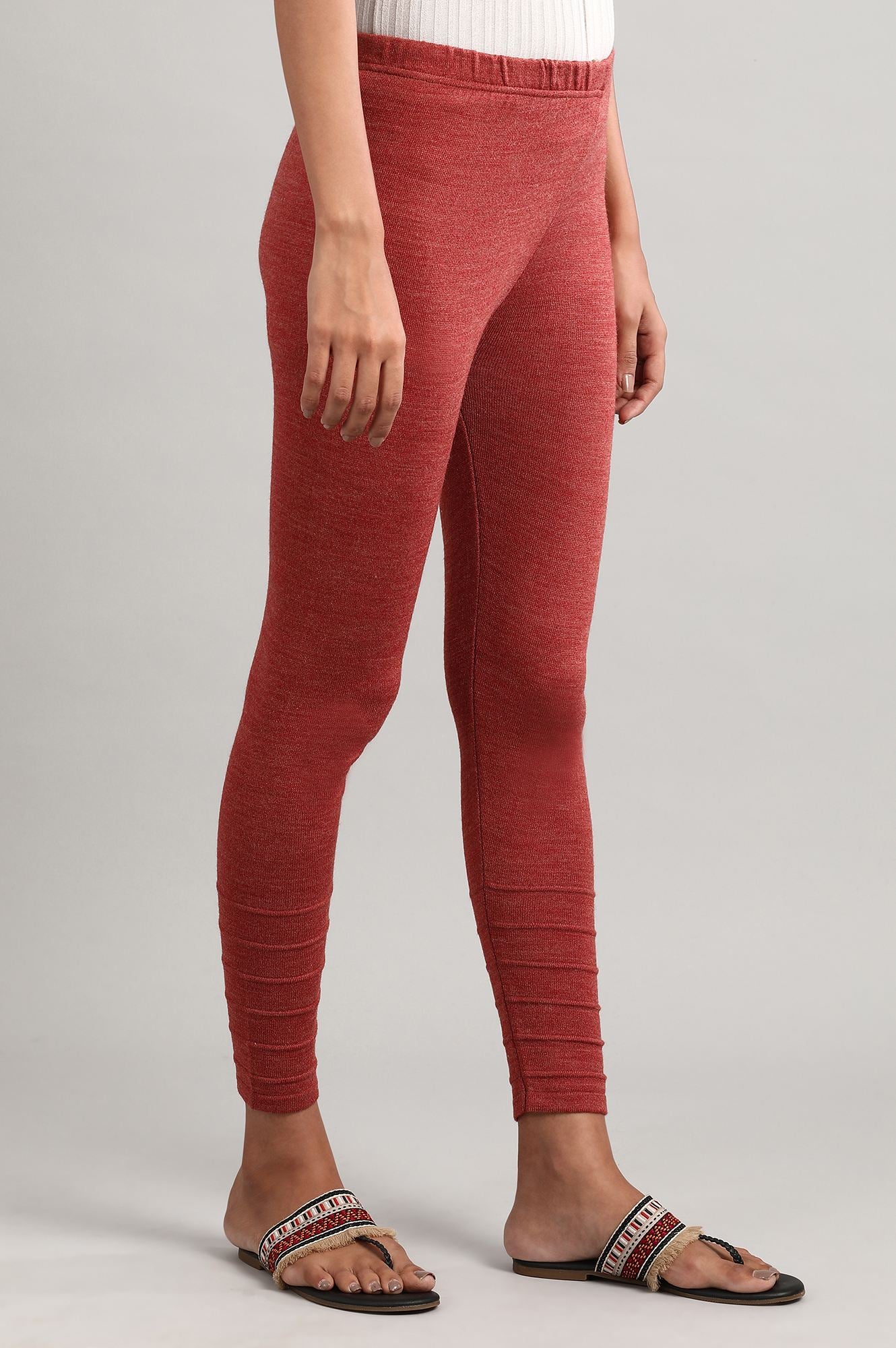 Red Solid Winter Tights