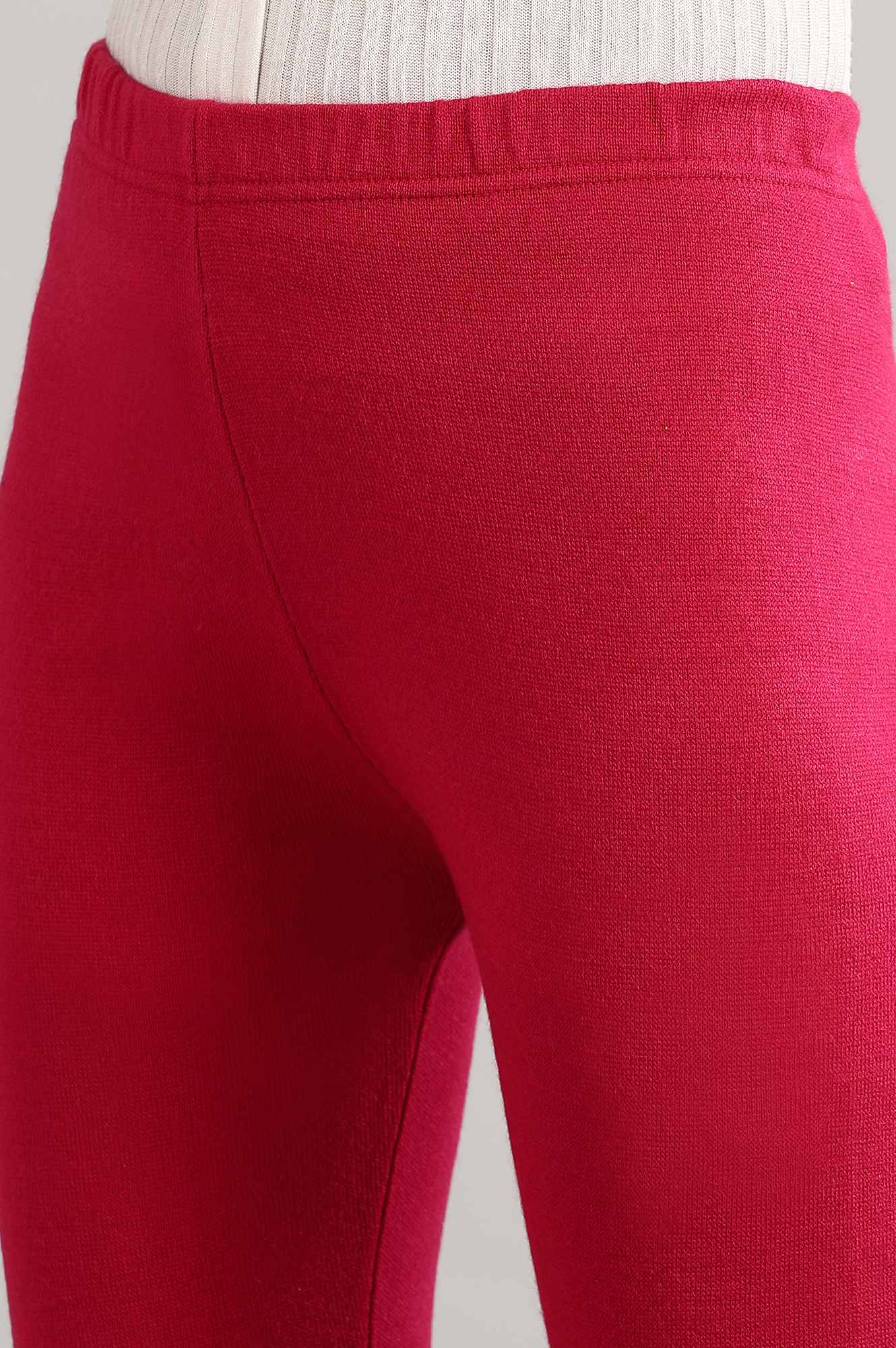 Pink Solid Winter Tights