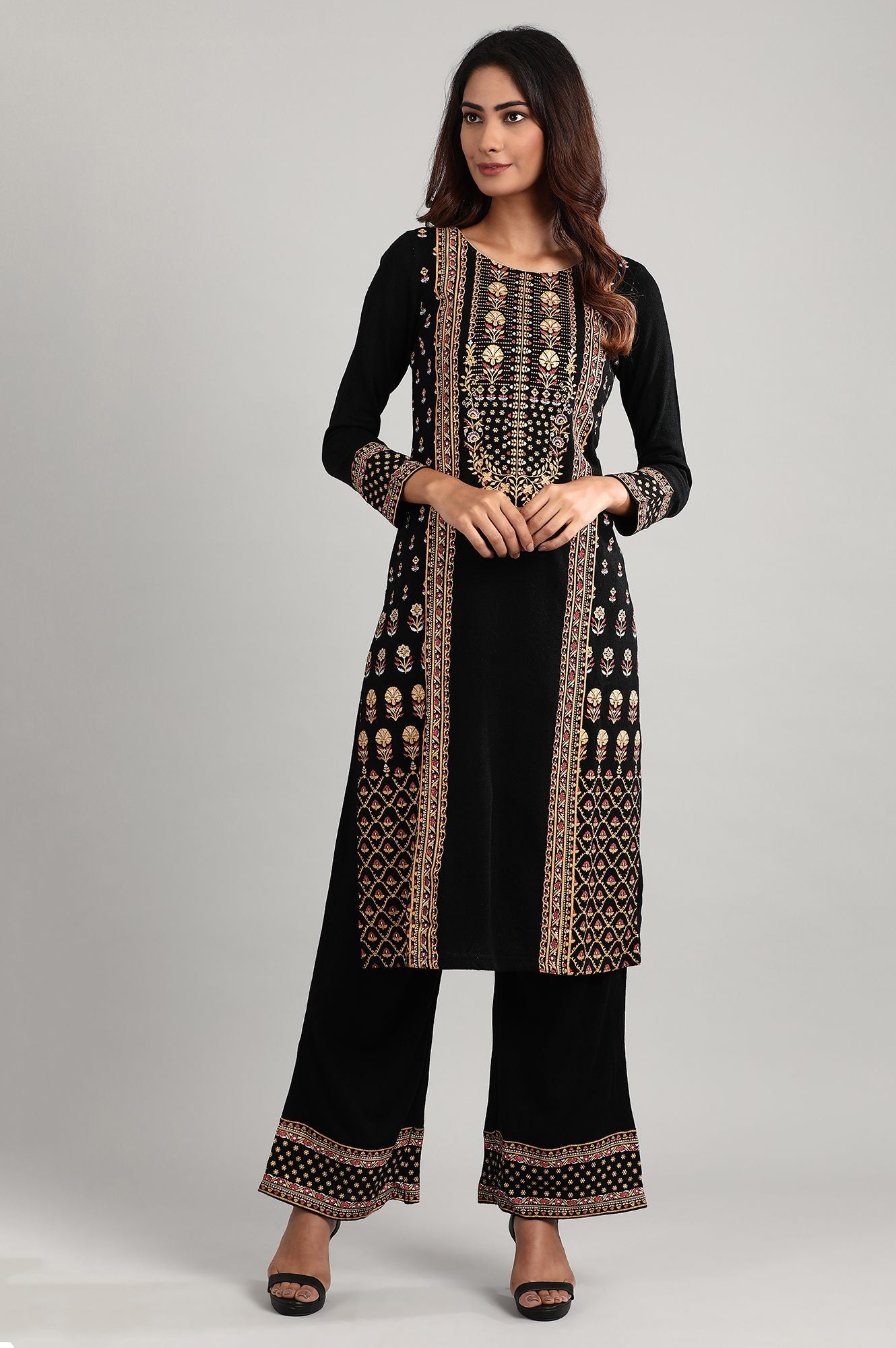 Black Printed Winter Palazzo