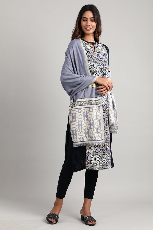 Blue Woven Reversable Shawl