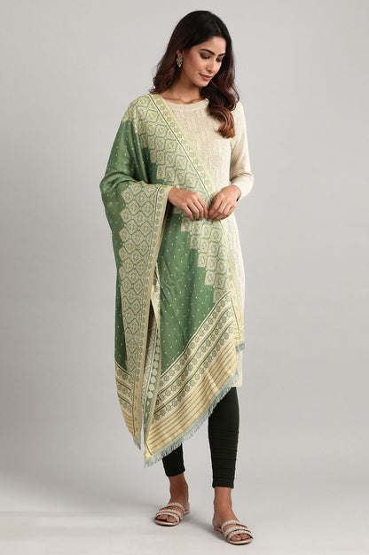 Green Woven Reversable Shawl