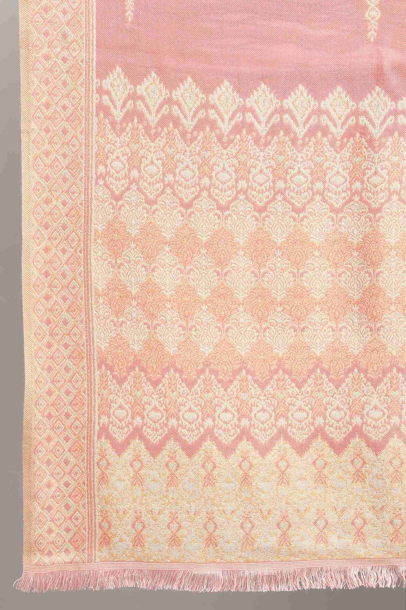 Peach-coloured Woven Reversable Shawl