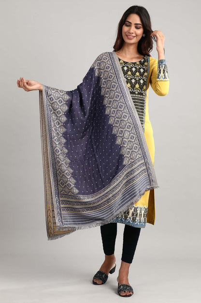 Blue Woven Reversable Shawl