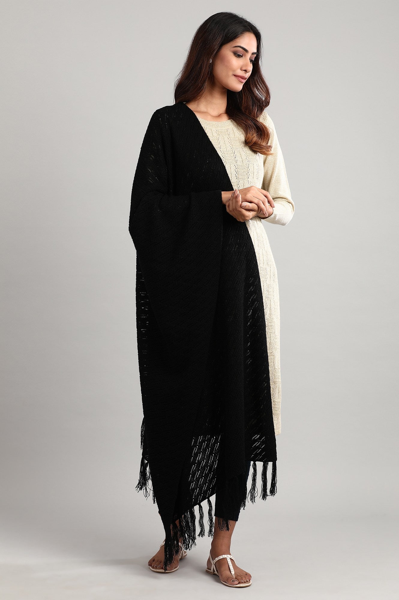 Black Knitted Shawl