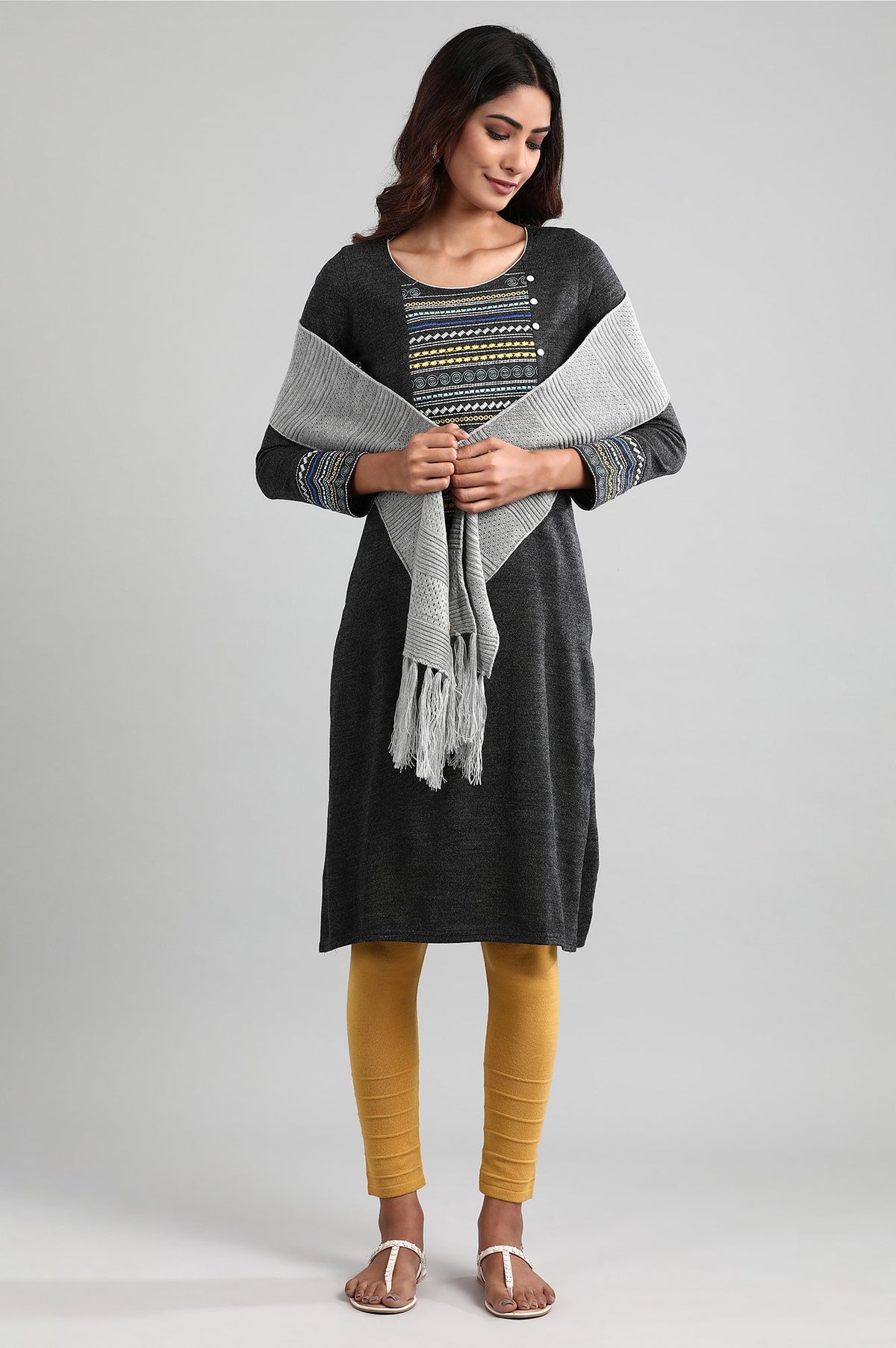 Grey Knitted Muffler - FS