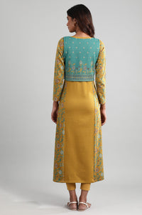 Yellow Round Neck Winter kurta