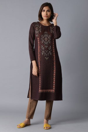 Purple Coins and Sequins Embellished kurta with Parallel Pants