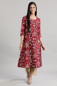 Dark Maroon A-line kurta