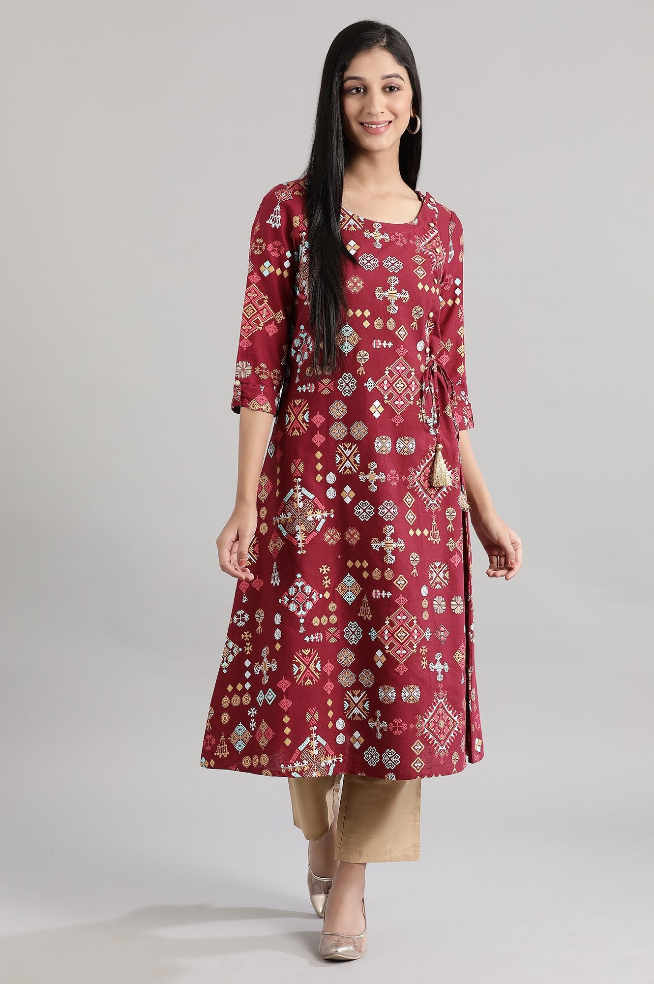 Dark Maroon A-line kurta