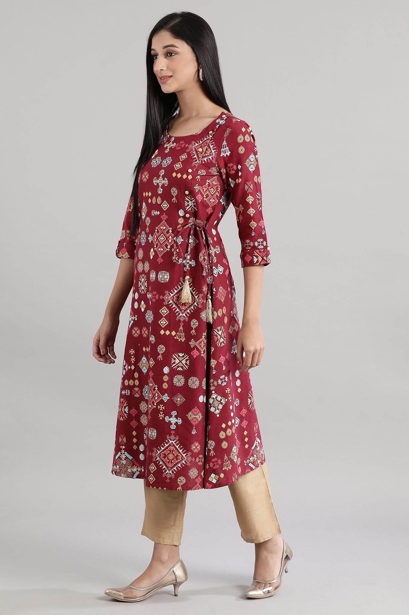 Dark Maroon A-line kurta