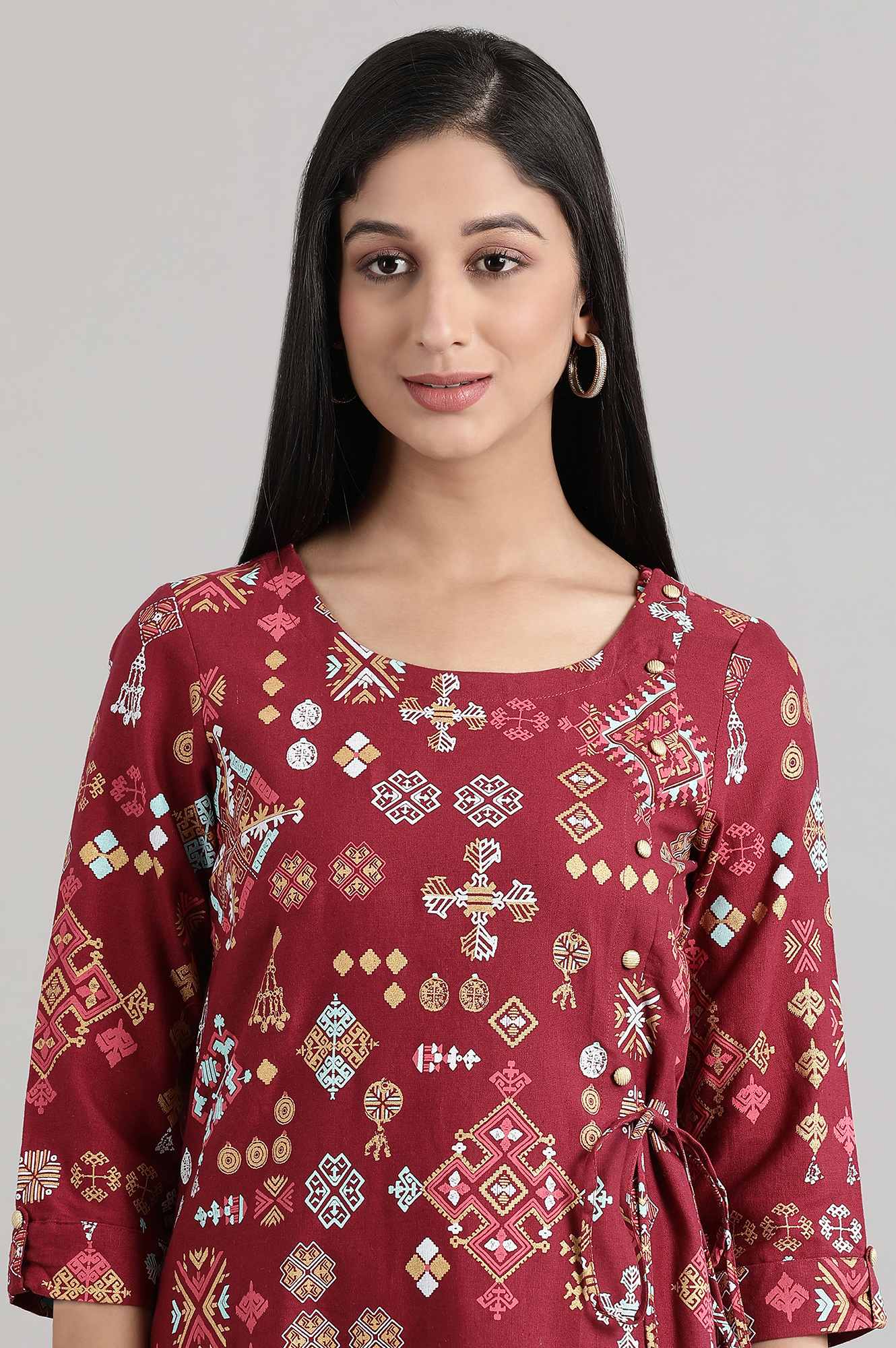 Dark Maroon A-line kurta