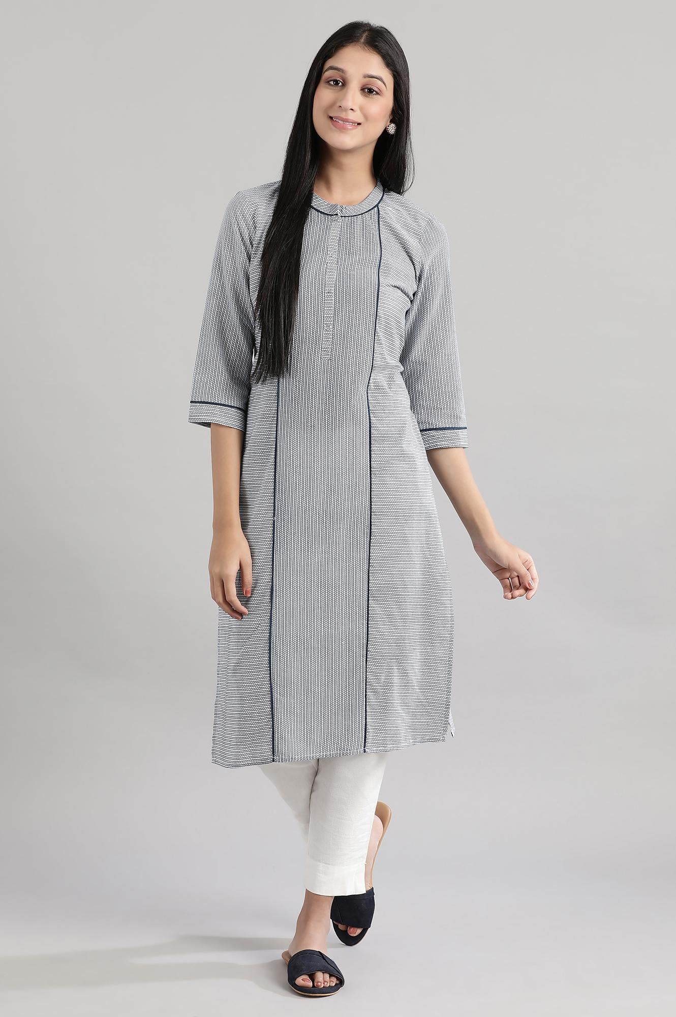 Light Blue Geometric Print kurta