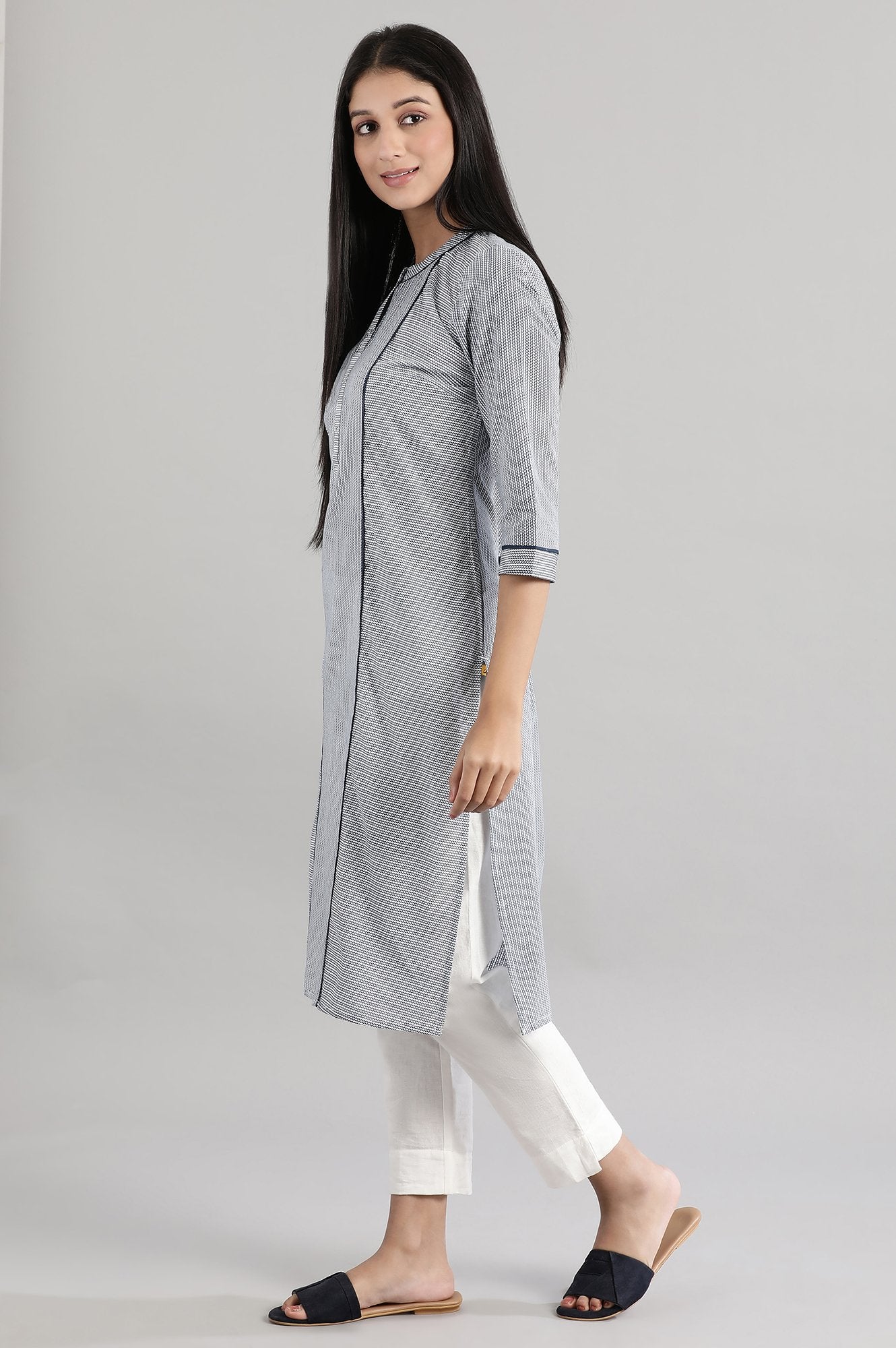 Light Blue Geometric Print kurta